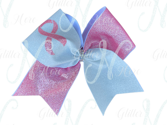 RTS White/Pink Breast Cancer Awareness Ribbon Cheer Bow